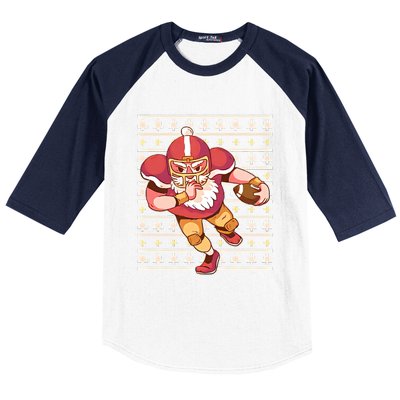 Santa Football Christmas Baseball Sleeve Shirt