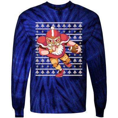 Santa Football Christmas Tie-Dye Long Sleeve Shirt