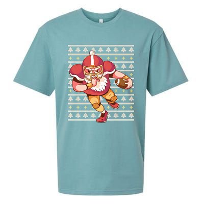 Santa Football Christmas Sueded Cloud Jersey T-Shirt