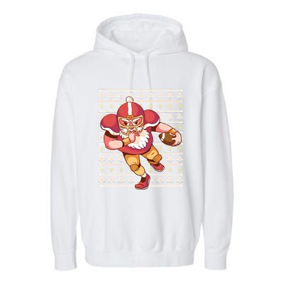 Santa Football Christmas Garment-Dyed Fleece Hoodie