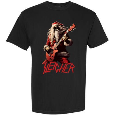 Sleigher Funny Christmas Heavy Metal Music Garment-Dyed Heavyweight T-Shirt