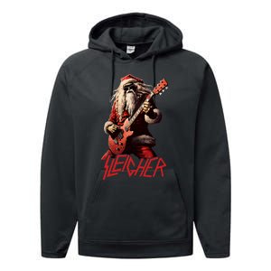 Sleigher Funny Christmas Heavy Metal Music Performance Fleece Hoodie