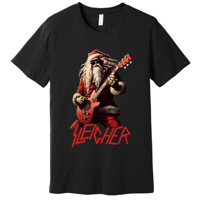 Sleigher Funny Christmas Heavy Metal Music Premium T-Shirt