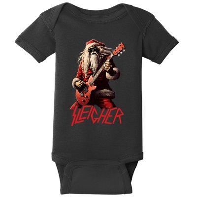 Sleigher Funny Christmas Heavy Metal Music Baby Bodysuit