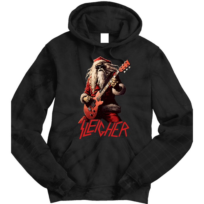 Sleigher Funny Christmas Heavy Metal Music Tie Dye Hoodie