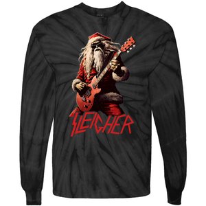 Sleigher Funny Christmas Heavy Metal Music Tie-Dye Long Sleeve Shirt