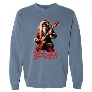 Sleigher Funny Christmas Heavy Metal Music Garment-Dyed Sweatshirt