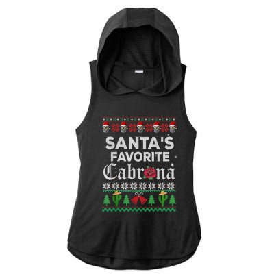 SantaS Favorite Cabrona Ugly Xmas Sweater Funny Santa Skull Gift Ladies PosiCharge Tri-Blend Wicking Draft Hoodie Tank