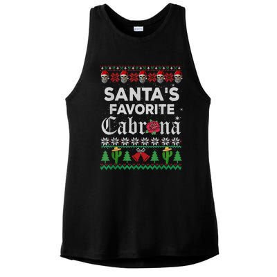 SantaS Favorite Cabrona Ugly Xmas Sweater Funny Santa Skull Gift Ladies PosiCharge Tri-Blend Wicking Tank