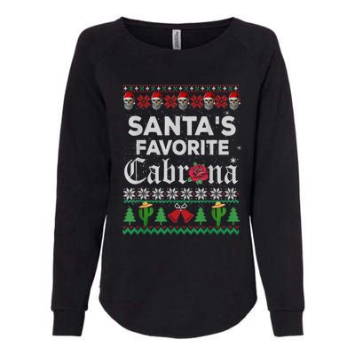 SantaS Favorite Cabrona Ugly Xmas Sweater Funny Santa Skull Gift Womens California Wash Sweatshirt