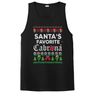 SantaS Favorite Cabrona Ugly Xmas Sweater Funny Santa Skull Gift PosiCharge Competitor Tank