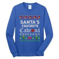 SantaS Favorite Cabrona Ugly Xmas Sweater Funny Santa Skull Gift Tall Long Sleeve T-Shirt