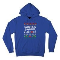 SantaS Favorite Cabrona Ugly Xmas Sweater Funny Santa Skull Gift Tall Hoodie