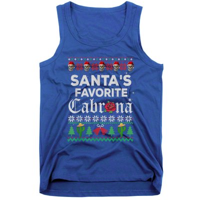 SantaS Favorite Cabrona Ugly Xmas Sweater Funny Santa Skull Gift Tank Top