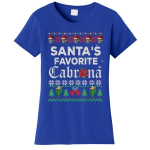 SantaS Favorite Cabrona Ugly Xmas Sweater Funny Santa Skull Gift Women's T-Shirt