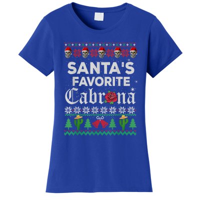 SantaS Favorite Cabrona Ugly Xmas Sweater Funny Santa Skull Gift Women's T-Shirt