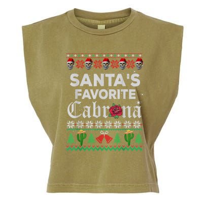 SantaS Favorite Cabrona Ugly Xmas Sweater Funny Santa Skull Gift Garment-Dyed Women's Muscle Tee