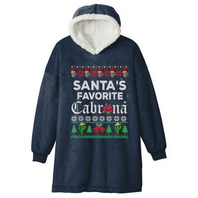 SantaS Favorite Cabrona Ugly Xmas Sweater Funny Santa Skull Gift Hooded Wearable Blanket