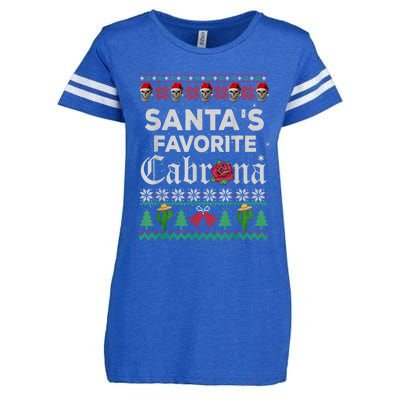 SantaS Favorite Cabrona Ugly Xmas Sweater Funny Santa Skull Gift Enza Ladies Jersey Football T-Shirt