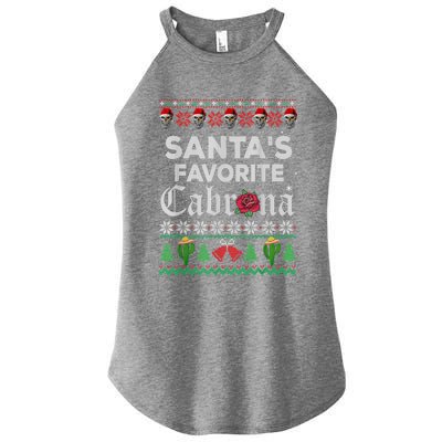 SantaS Favorite Cabrona Ugly Xmas Sweater Funny Santa Skull Gift Women's Perfect Tri Rocker Tank