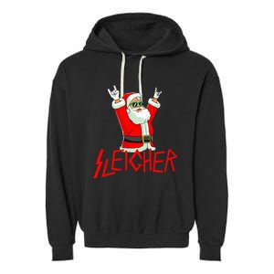 Sleigher Funny Christmas Heavy Metal Music Garment-Dyed Fleece Hoodie