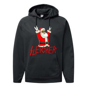 Sleigher Funny Christmas Heavy Metal Music Performance Fleece Hoodie