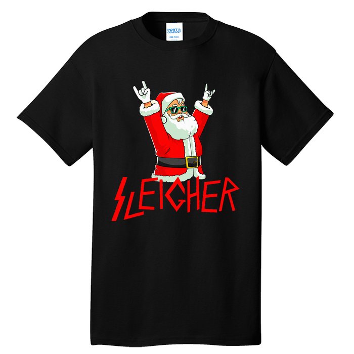 Sleigher Funny Christmas Heavy Metal Music Tall T-Shirt