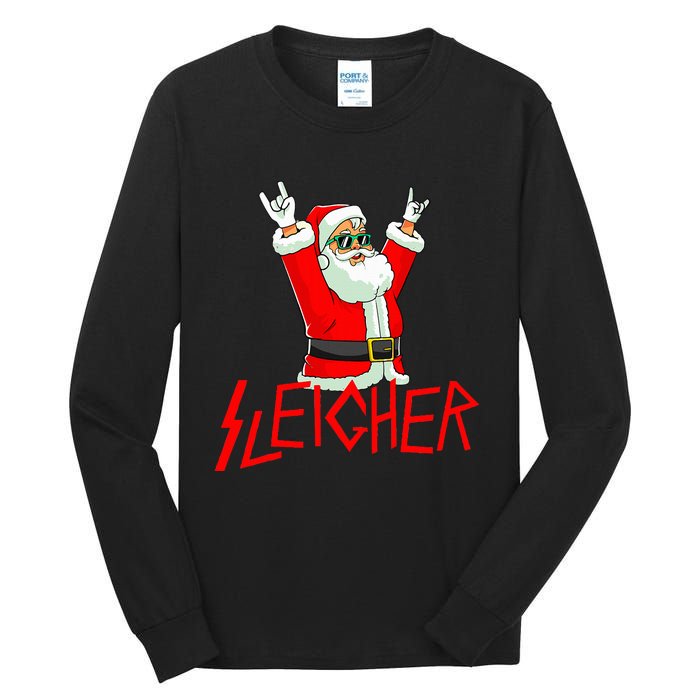 Sleigher Funny Christmas Heavy Metal Music Tall Long Sleeve T-Shirt