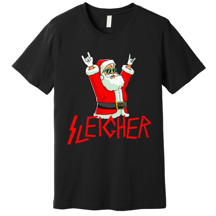 Sleigher Funny Christmas Heavy Metal Music Premium T-Shirt