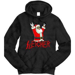 Sleigher Funny Christmas Heavy Metal Music Tie Dye Hoodie