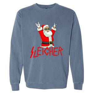 Sleigher Funny Christmas Heavy Metal Music Garment-Dyed Sweatshirt