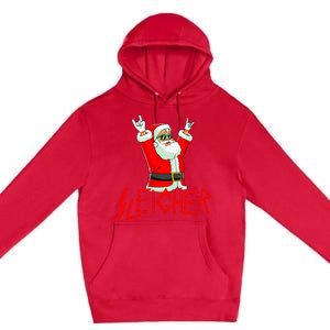 Sleigher Funny Christmas Heavy Metal Music Premium Pullover Hoodie