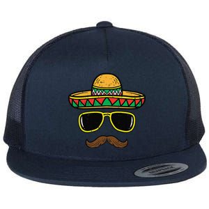 Sombrero Face Cinco De Mayo Mexican Fiesta Party Flat Bill Trucker Hat