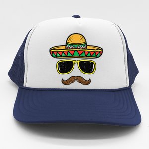 Sombrero Face Cinco De Mayo Mexican Fiesta Party Trucker Hat