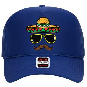 Sombrero Face Cinco De Mayo Mexican Fiesta Party High Crown Mesh Back Trucker Hat