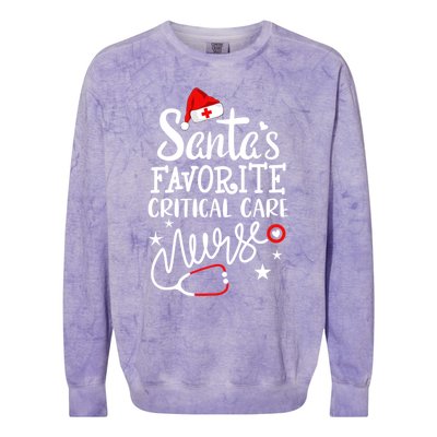 Santas Favorite Critical Care Nurse Merry Christmas Nurse Funny Gift Colorblast Crewneck Sweatshirt