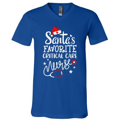 Santas Favorite Critical Care Nurse Merry Christmas Nurse Funny Gift V-Neck T-Shirt