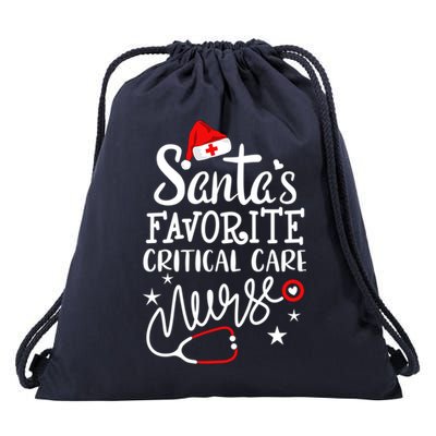 Santas Favorite Critical Care Nurse Merry Christmas Nurse Funny Gift Drawstring Bag