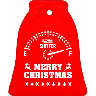 Shitters Full Christmas Ceramic Bell Ornament