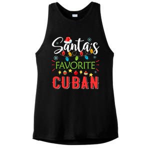 Santa's Favorite Cuban Xmas Light Santa Hat Christmas Gift Ladies PosiCharge Tri-Blend Wicking Tank