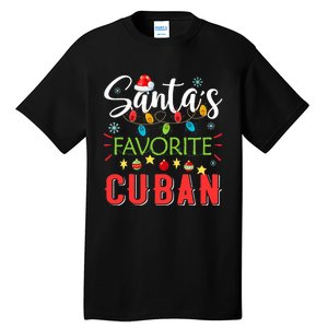 Santa's Favorite Cuban Xmas Light Santa Hat Christmas Gift Tall T-Shirt