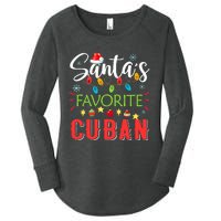 Santa's Favorite Cuban Xmas Light Santa Hat Christmas Gift Women's Perfect Tri Tunic Long Sleeve Shirt