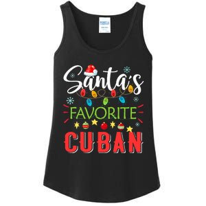 Santa's Favorite Cuban Xmas Light Santa Hat Christmas Gift Ladies Essential Tank