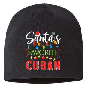 Santa's Favorite Cuban Xmas Light Santa Hat Christmas Gift Sustainable Beanie