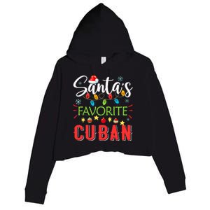 Santa's Favorite Cuban Xmas Light Santa Hat Christmas Gift Crop Fleece Hoodie