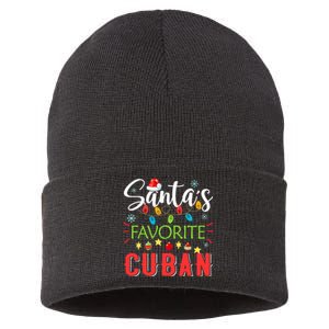 Santa's Favorite Cuban Xmas Light Santa Hat Christmas Gift Sustainable Knit Beanie