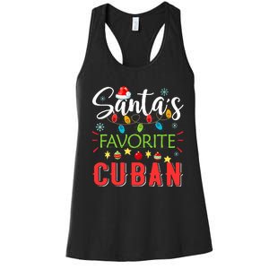 Santa's Favorite Cuban Xmas Light Santa Hat Christmas Gift Women's Racerback Tank