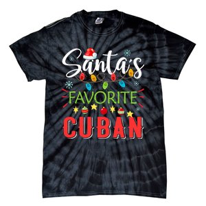 Santa's Favorite Cuban Xmas Light Santa Hat Christmas Gift Tie-Dye T-Shirt