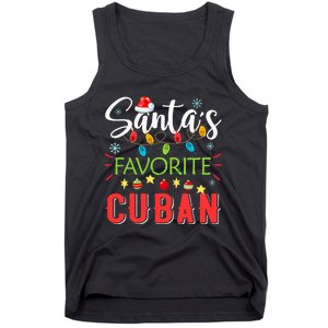 Santa's Favorite Cuban Xmas Light Santa Hat Christmas Gift Tank Top