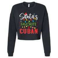 Santa's Favorite Cuban Xmas Light Santa Hat Christmas Gift Cropped Pullover Crew